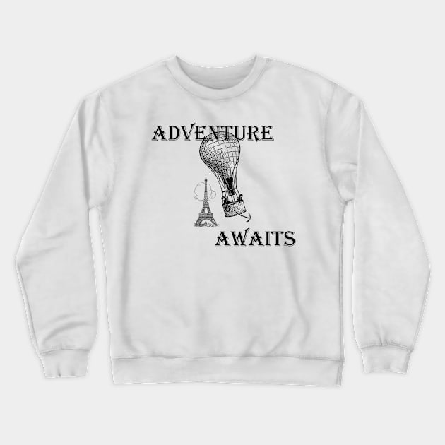 Lispe Hot Air Balloon with Eiffel Tower Adventure Awaits Crewneck Sweatshirt by Lispe